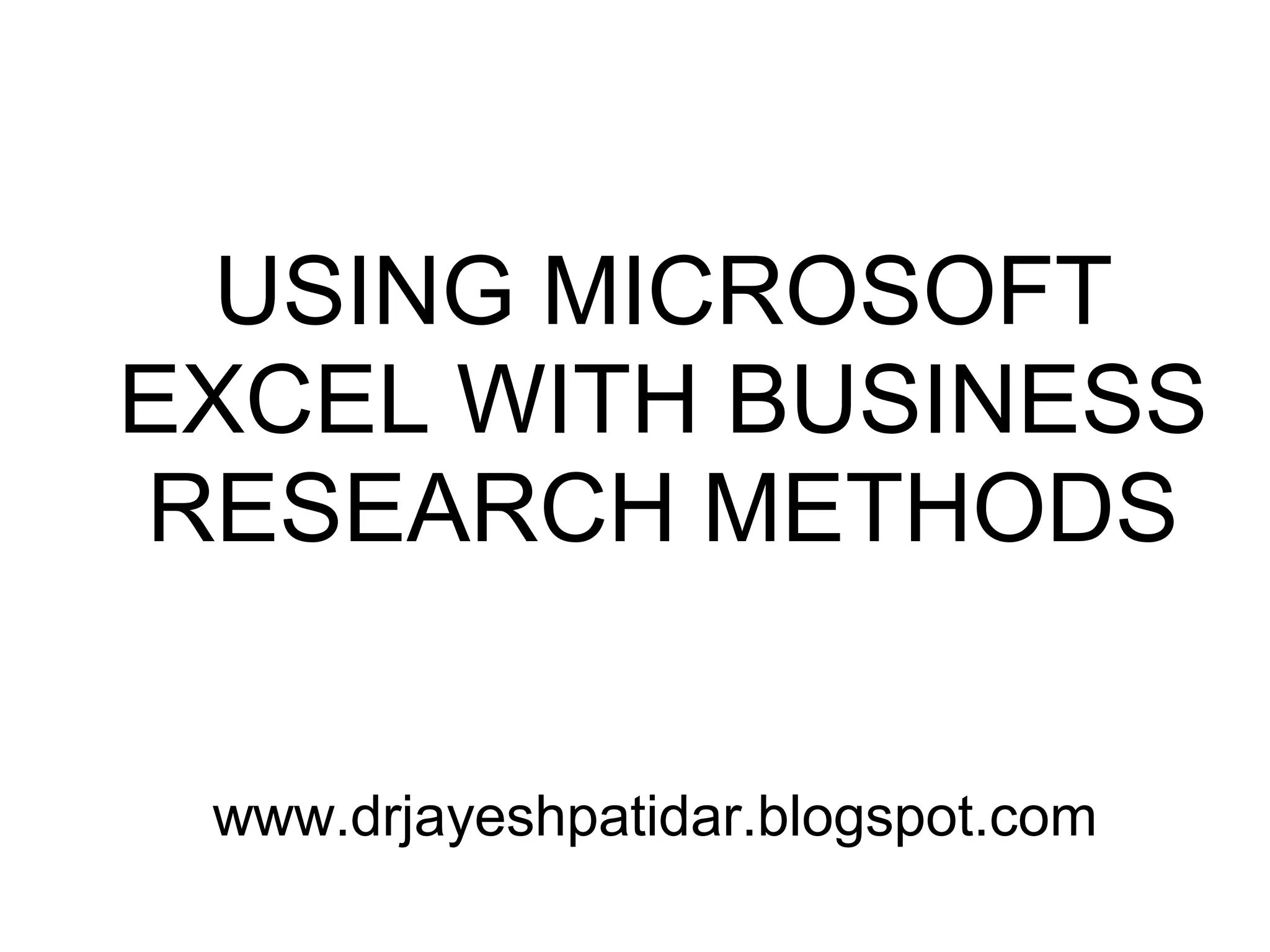 Excel and research | PDF