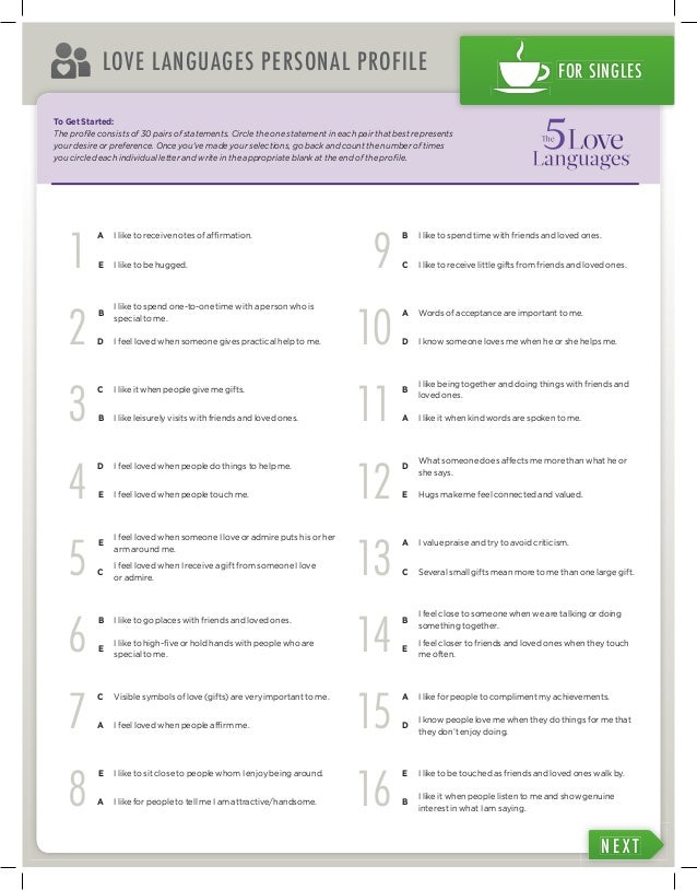 Love Language Printable Test Love Language Printable Test