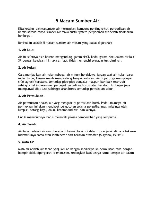 5 Macam Sumber Air