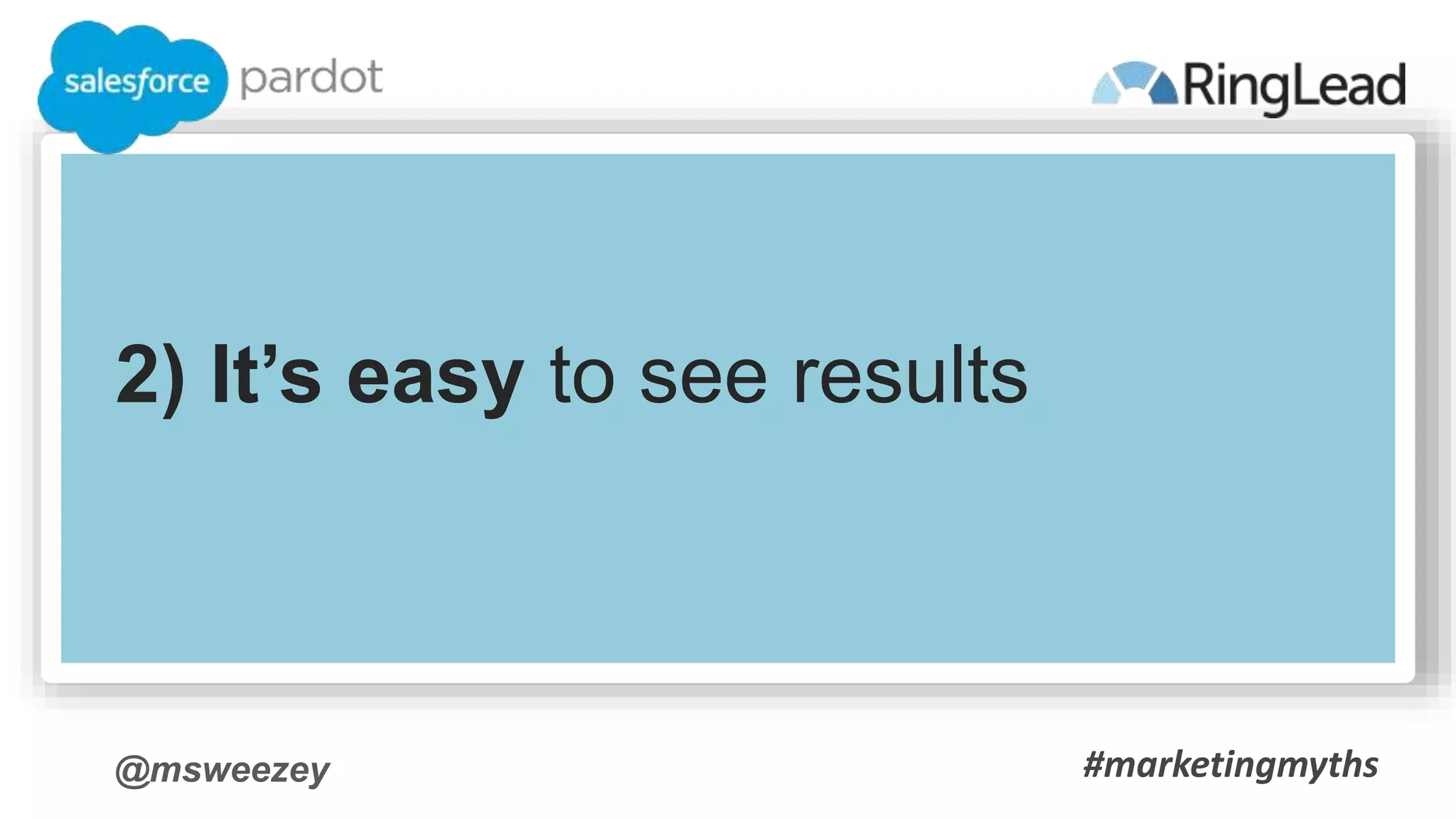@msweezey
2) It’s easy to see results
#marketingmyths
 