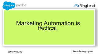 @msweezey
Marketing Automation is
tactical.
#marketingmyths
 