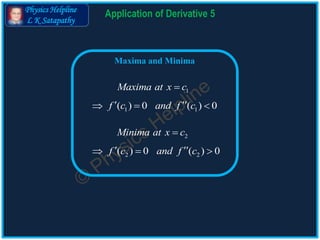 Physics Helpline
L K Satapathy
Maxima and Minima 1
 