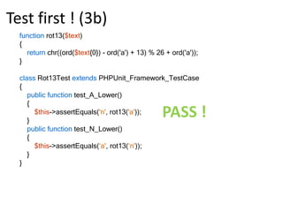 Test first ! (1)“Applying ROT13 to a piece of text merely requires examining its alphabetic characters and replacing each one by the letter 13 places further along in the alphabet, wrapping back to the beginning if necessary. A becomes N, B becomes O, and so on up to M, which becomes Z, then the sequence continues at the beginning of the alphabet: N becomes A, O becomes B, and so on to Z, which becomes M. Only those letters which occur in the English alphabet are affected; numbers, symbols, whitespace, and all other characters are left unchanged. Because there are 26 letters in the English alphabet and 26 = 2 × 13, the ROT13 function is its own inverse.”(Wikipedia)