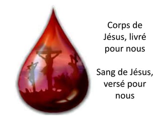 Corps de
Jésus, livré
pour nous
Sang de Jésus,
versé pour
nous
 