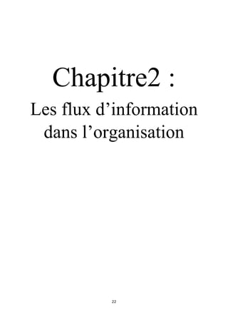 22
Chapitre2 :
Les flux d’information
dans l’organisation
 