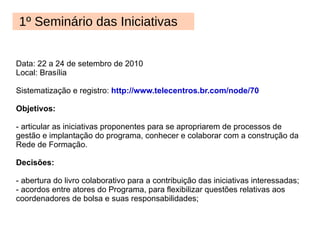 2º Seminário da Rede de Formação 