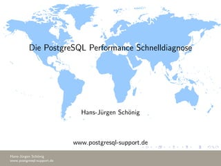 Die PostgreSQL Performance Schnelldiagnose
Hans-J¨urgen Sch¨onig
www.postgresql-support.de
Hans-J¨urgen Sch¨onig
www.postgresql-support.de
 