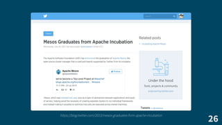 26
https://blog.twitter.com/2013/mesos-graduates-from-apache-incubation
 