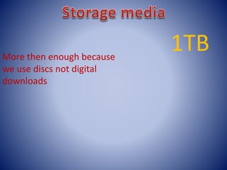 1TBMore then enough because
we use discs not digital
downloads
 