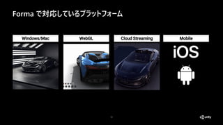 13
Forma で対応しているプラットフォーム
WebGL Mobile
Cloud Streaming
Windows/Mac
 