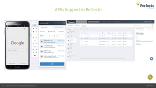 perfecto.io20 | Perfecto by Perforce © 2020 Perforce Software, Inc.
APKs Support in Perfecto
 