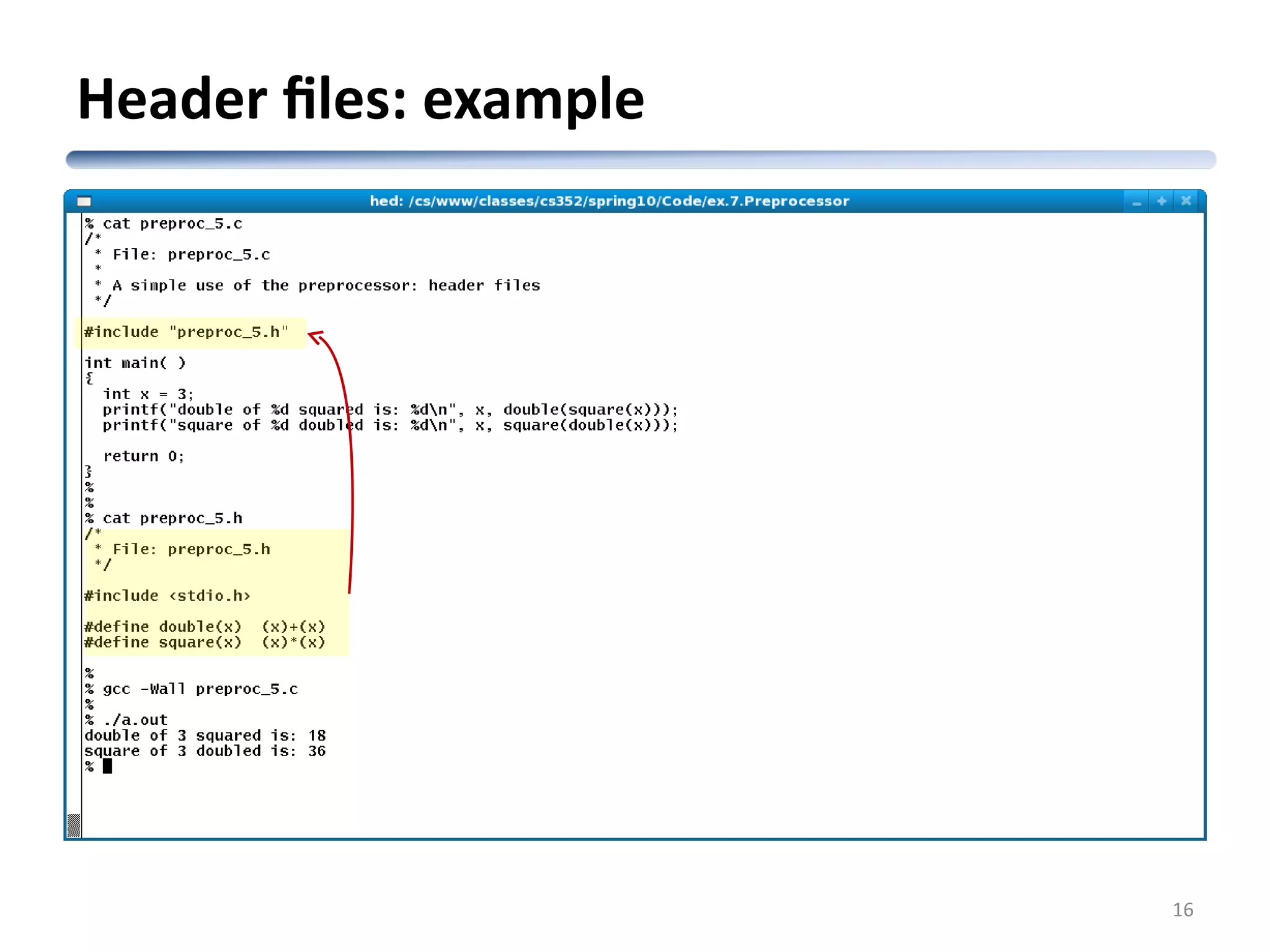 Header files: example 16 