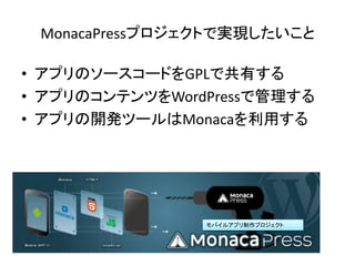 MonacaPressץȤǌgF

? ץΥ``ɤGPLǹФ
? ץΥƥĤWordPressǹ
? ץ_kĩ`Monacaä

Х륢ץץ

 