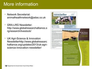 Animal health and greenhouse gas emissions intensity network