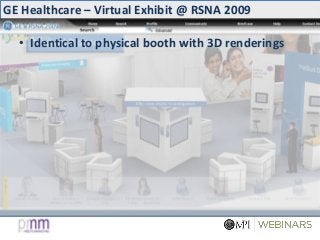 GE Healthcare – Virtual Exhibit @ RSNA 2009
• Identical to physical booth with 3D renderings
 