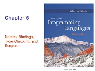 ISBN 0-321-49362-1
Chapter 5
Names, Bindings,
Type Checking, and
Scopes
 