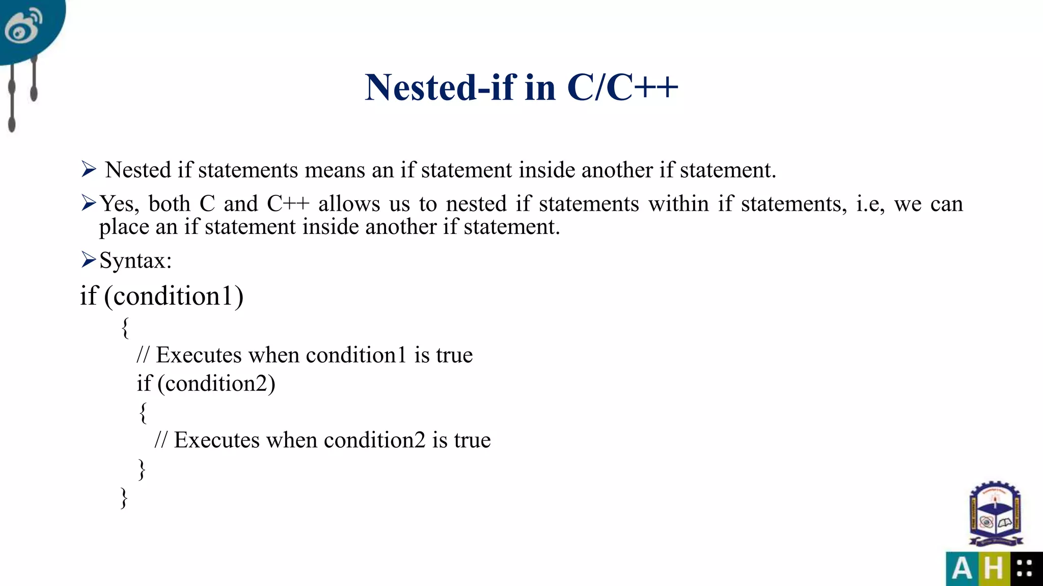 5 nested if in c with proper example | PPTX
