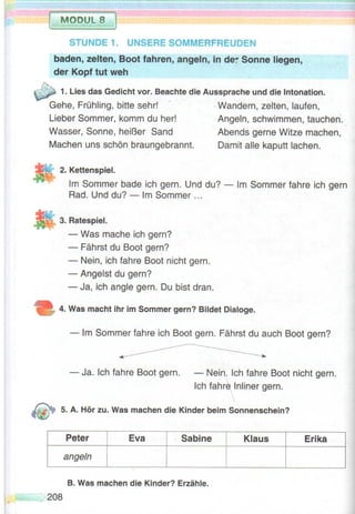 37 
Anna Betty 
lustig traurig 
Lisa Renate 
gut böse 
Inge Tim Alexander 
nett klug mutig 
2. Kettenspiel.  «¯€”ž». 
6iO ist MlWI. 9ie ist #PPa? — Sie ist lWstiI. 9ie ist Steffi ? — 
Sie ist ... 
Für Wissbegierige 
Deutsch Englisch 
jung young 
alt old 
gut good 
2 
 