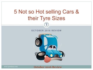 O C TO B E R 2 0 1 6 R E V I E W
5 Not so Hot selling Cars &
their Tyre Sizes
October 2016 Reviewwww.tyretimes.com
 