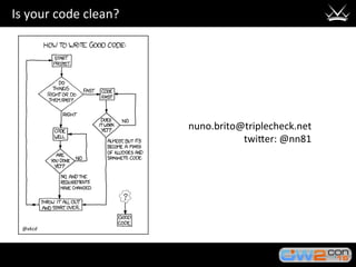Is	your	code	clean?	
nuno.brito@triplecheck.net	
twiHer:	@nn81		
@xkcd	
 