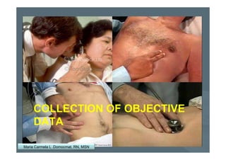 COLLECTION OF OBJECTIVE
     DATA

Maria Carmela L .Domocmat, RN, MSN
 