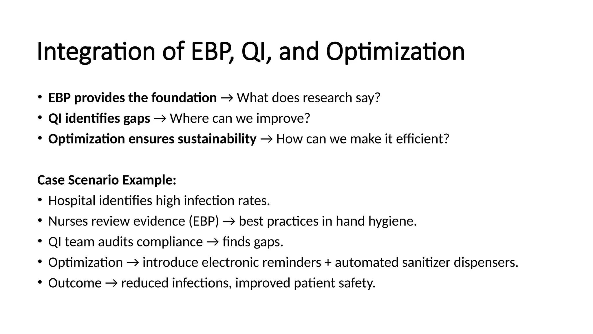 Evidence based practice, Quality improvement and optimization | PPTX