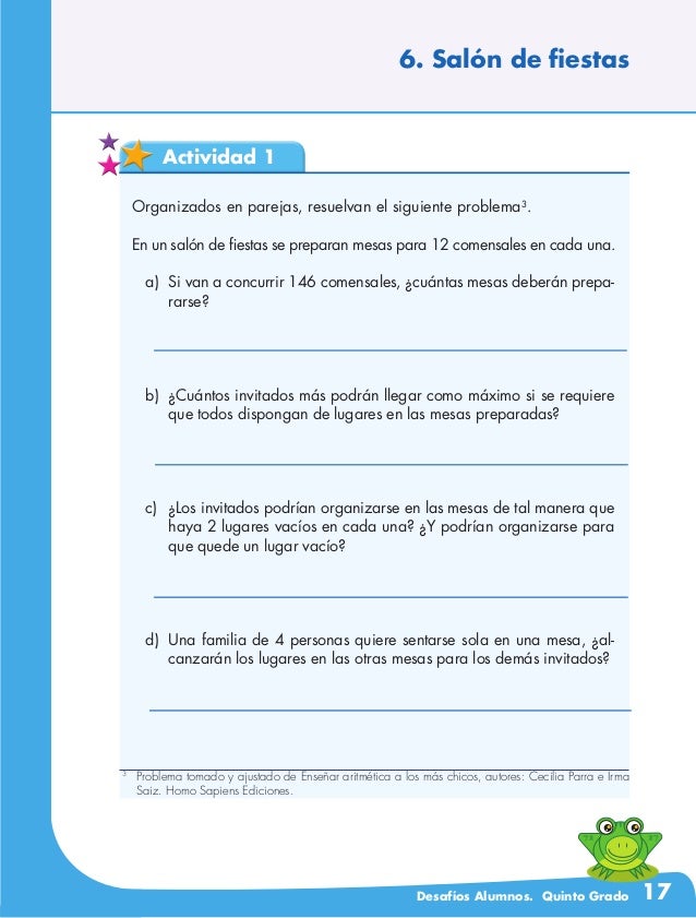 Salon De Fiestas Desafios Matematicos RETOS MATEMÁTICOS 5° GRADO