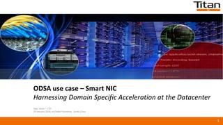 Sakir Sezer – CTO
29 January 2019, at Global Foundries , Santa Clara
1
ODSA use case – Smart NIC
Harnessing Domain Specific Acceleration at the Datacenter
 