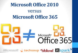 Microsoft Office 2010
       versus
Microsoft Office 365
 