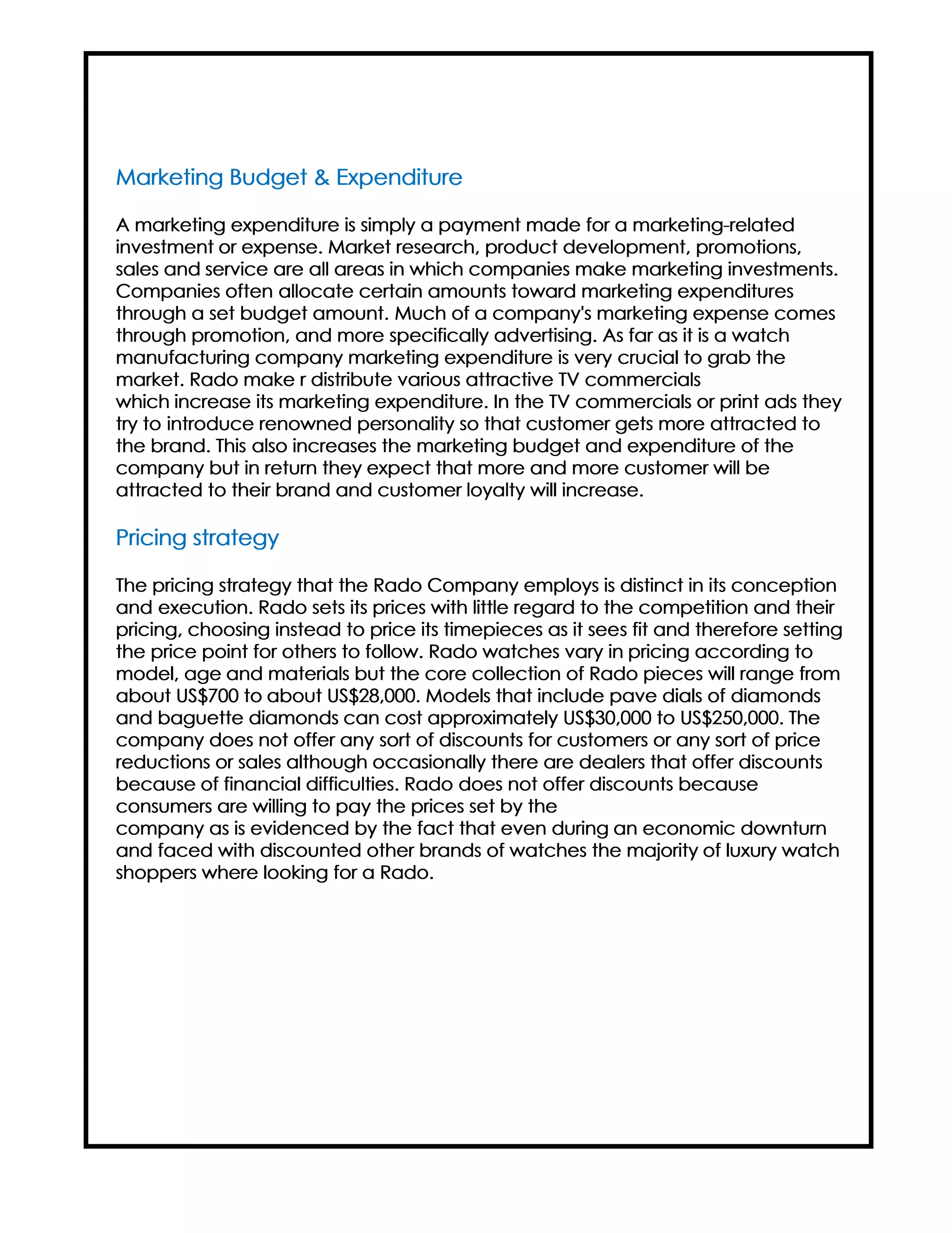 Research project on Rado | PDF