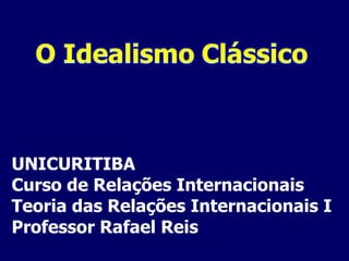 UNICURITIBA Curso de Relações Internacionais Teoria das Relações Internacionais I Professor Rafael Reis 