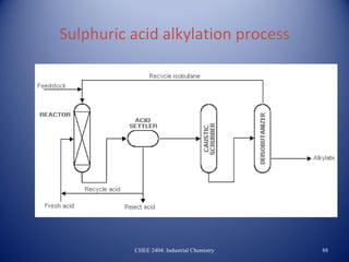 Sulphuric acid alkylation process




          CHEE 2404: Industrial Chemistry   88
 
