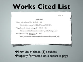 Works Cited List Minimum of three [3] sources Properly formatted on a separate page 