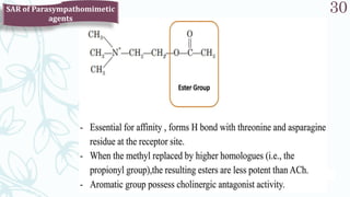 SRP:Cholinergic Neurotransmitter
30
SAR of Parasympathomimetic
agents
 