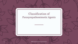 SRP:Cholinergic Neurotransmitter
33
Classification of
Parasympathomimetic Agents
 