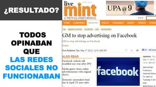 ¿RESULTADO? 
TODOS 
OPINABAN 
QUE 
LAS REDES 
SOCIALES NO 
FUNCIONABAN 
 