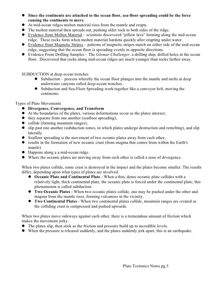 Earth Science. Geosphere, Plate Tectonic Notes