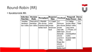 Round-Robin	(RR)	
• Karakteristik RR:	
 