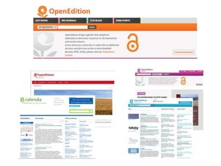 • Repositories at university level
• Strong network of university presses hosted
by university libraries : OA
• Strong mar...