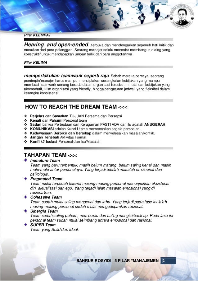 5 pilar manajemen organisasi