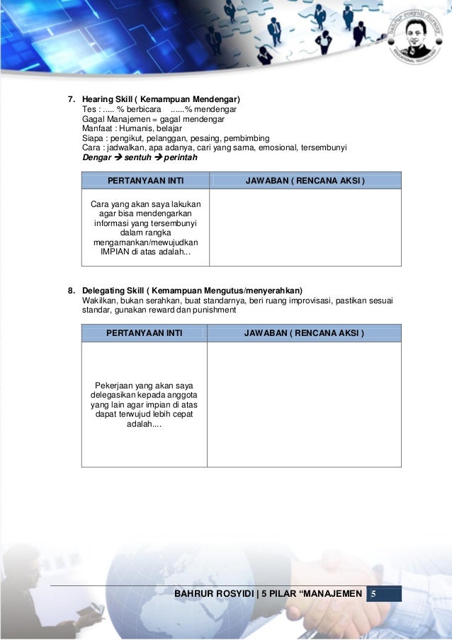 5 pilar manajemen organisasi