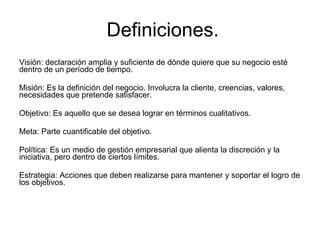 Establece metas o criterios de control. 