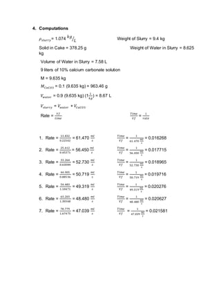 Plate And Frame Filter Press Lab 1 Report