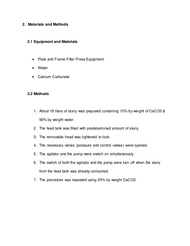 Plate And Frame Filter Press Lab 1 Report