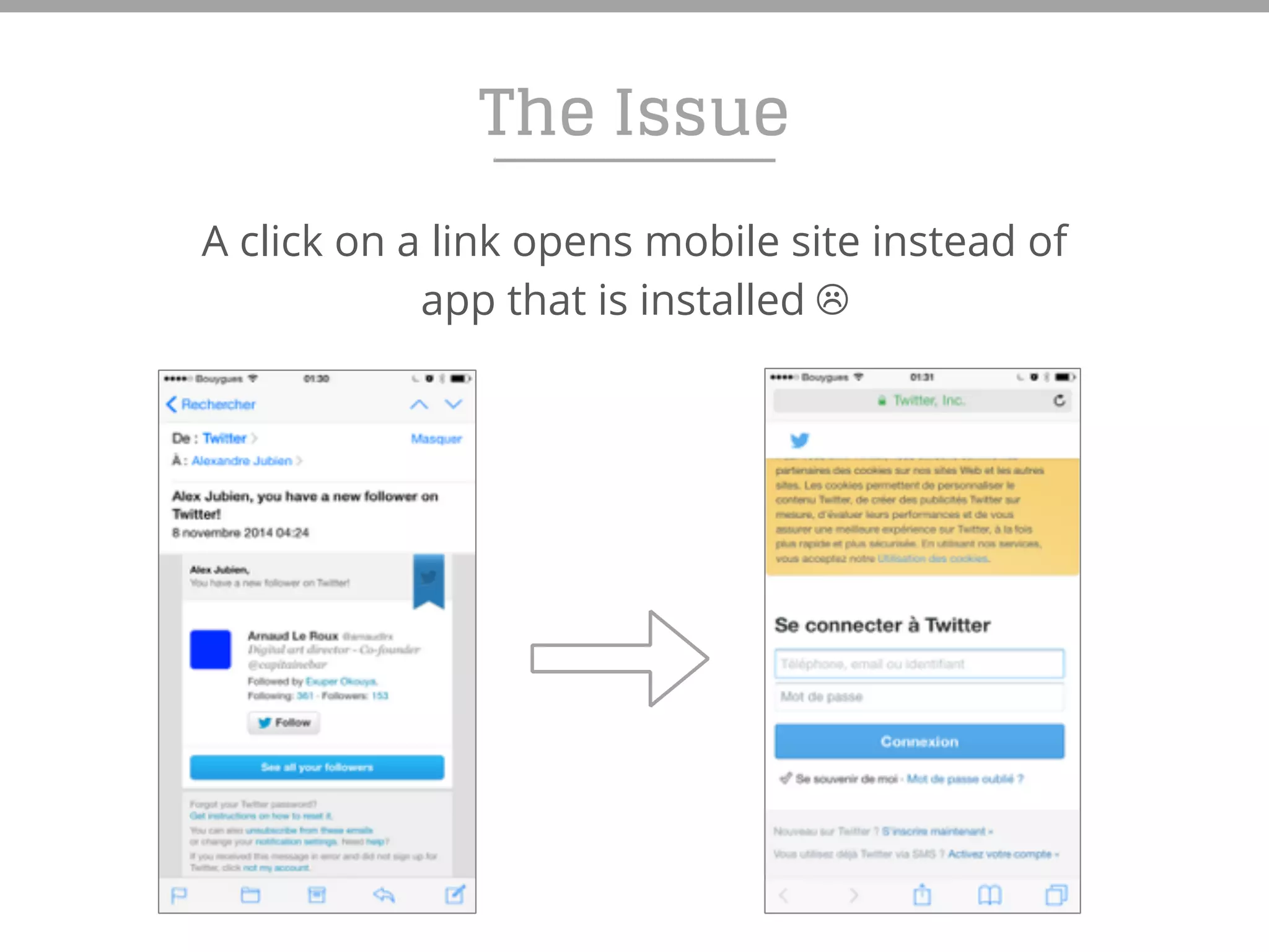 The Issue
A click on a link opens mobile site instead of
app that is installed ☹
 