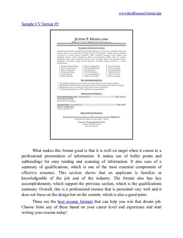 most common resume format