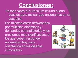  Luego de la lectura de “La escuela: entre el cambio y la tradición” de Inés Dussel y Myriam Southwell, y teniendo en cuenta todo lo abordado, intenten redactar un texto en donde aparezcan las siguientes cuestiones:-Discursos institucionales y actitudes sobre el cambio.-Signos de agotamiento pedagógicos en su institución y formas de abordaje.-Vinculación entre el currículum Prescripto y real de su Institución. Socialización del texto.Actividades.