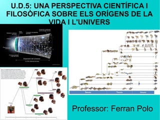 U.D.5: UNA PERSPECTIVA CIENTÍFICA I
FILOSÒFICA SOBRE ELS ORÍGENS DE LA
VIDA I L'UNIVERS
Professor: Ferran Polo
 