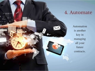 Automation
is another
key in
managing
all your
future
contracts.
4. Automate
 