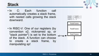 Sp Register Risc V Procedures in Assembly Language in RISC V | PDF